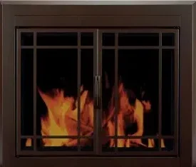 Pleasant-Hearth-Enfield-Glass-Firescreen-Burnished-Bronze